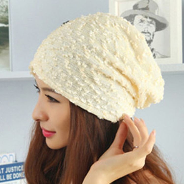 Sweet Soild Color Paillette Lace Butterfly Warm Hat för kvinnor