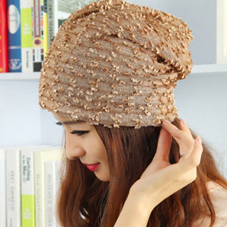 Sweet Soild Color Paillette Lace Butterfly Warm Hat för kvinnor