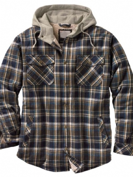 Fleece Rutigt Patchwork Vinter Casual Jacka