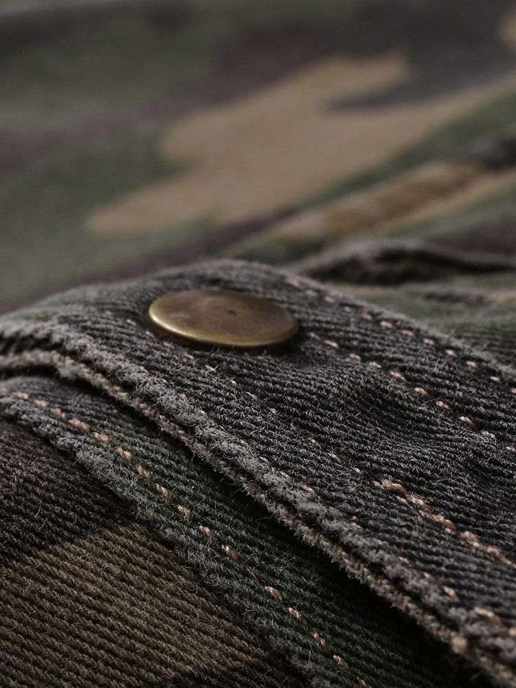 Lapel Camouflage Pocket Enkelknäppt Höstjacka