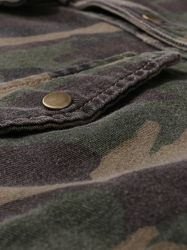 Lapel Camouflage Pocket Enkelknäppt Höstjacka