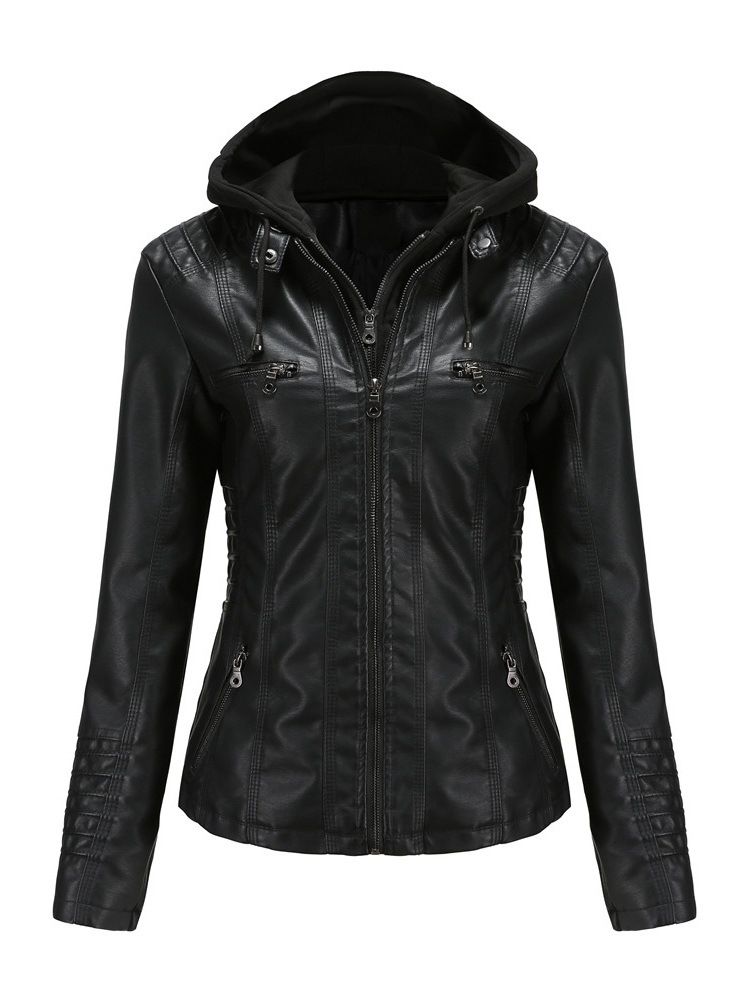 Standard Slim Zipper Winter Pu Jacka