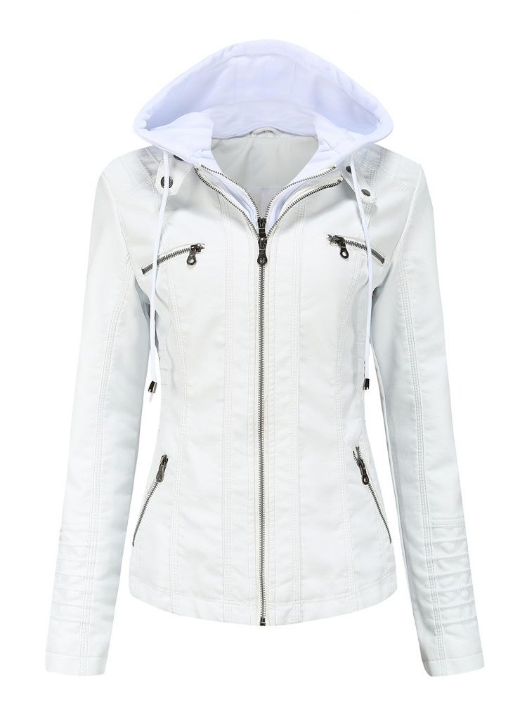 Standard Slim Zipper Winter Pu Jacka