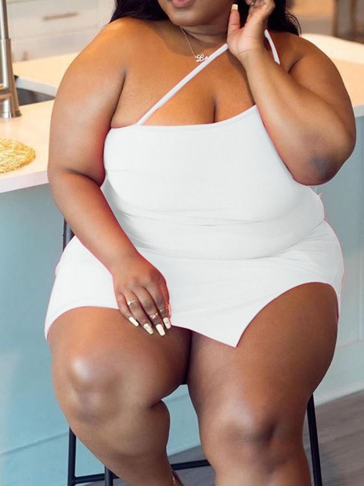 Ärmlös Split Above Knee Bodycon Klänning Plus Size