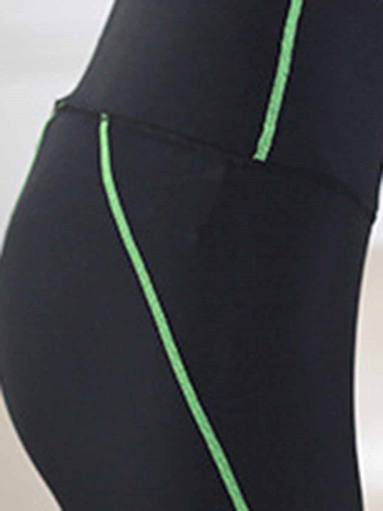 Damer Plus Size Stripe Yoga Gym Sport Leggings