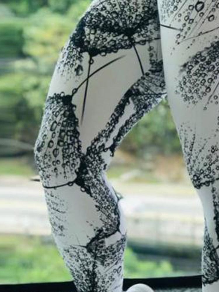 Damtrycksfärgblock Andas Leggings I Full Längd Yogabyxor Tiktok Leggings Med Hög Midja