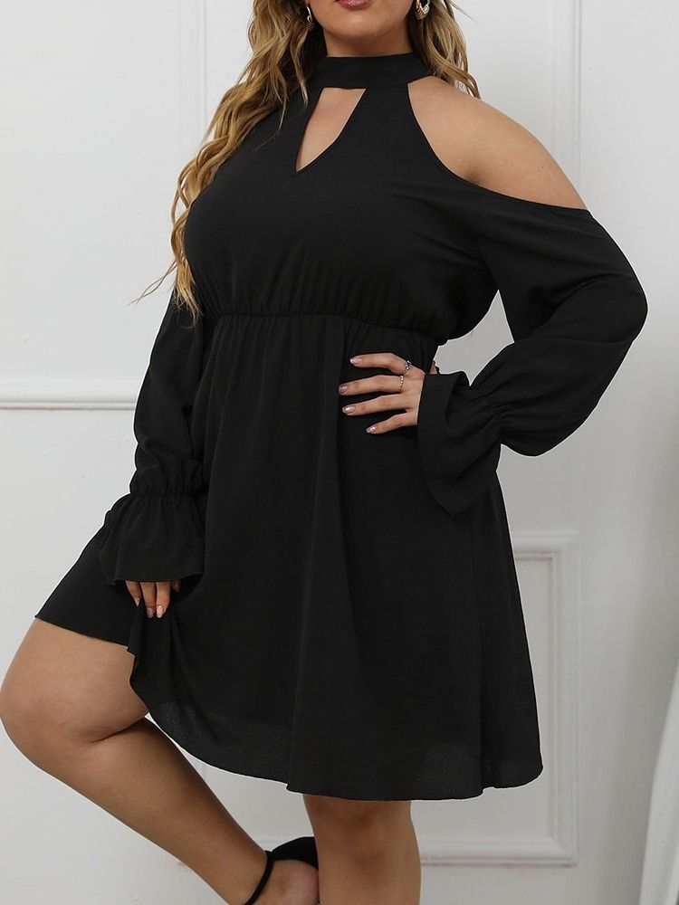 Knälång Stativkrage Långärmad Pullover Western Plus Size Klänning