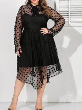 Långärmad Genomskinlig Mid-Kalv Asymmetrisk Sommarklänning Plus Size