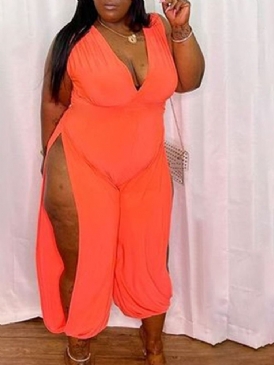 Mode Vanlig Ankellängd Lös Jumpsuit För Kvinnor Plus Size