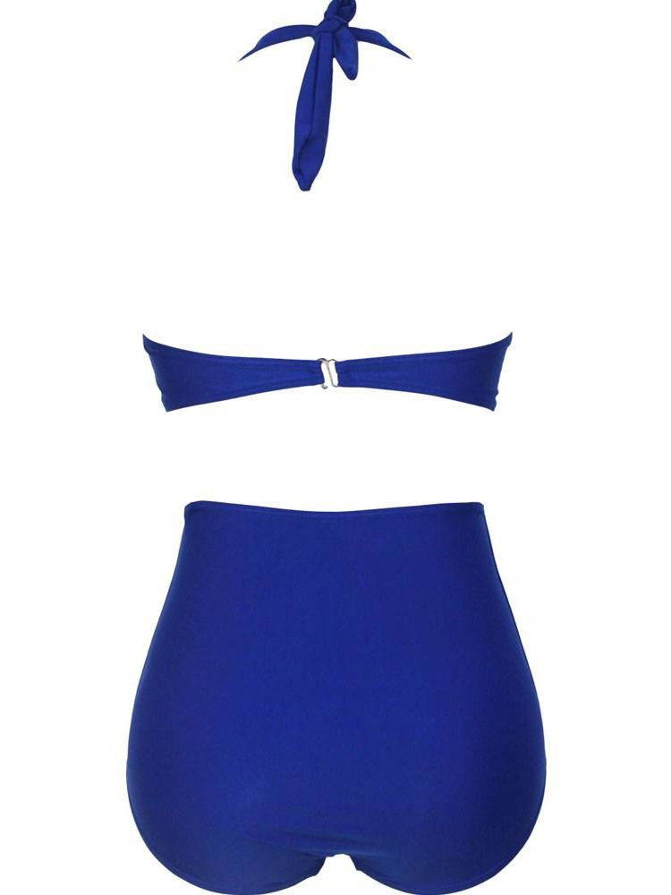 Plus Size Tankini Set Enfärgad Stretchig Baddräkt Med Snörning