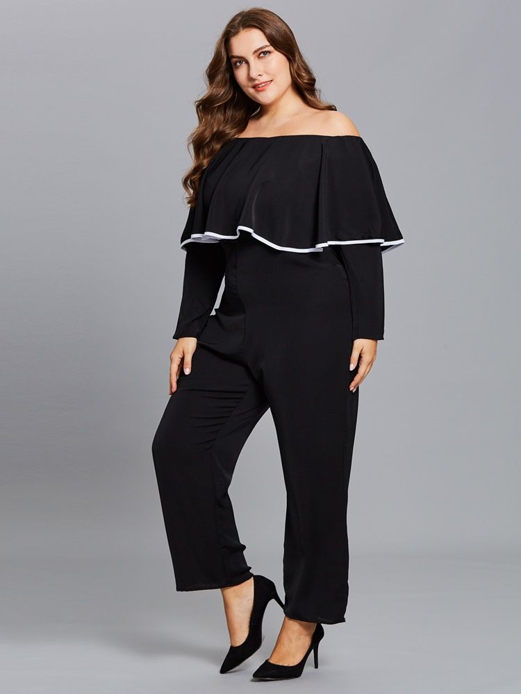 Plus Size Volanger Slash Neck Jumpsuit För Kvinnor