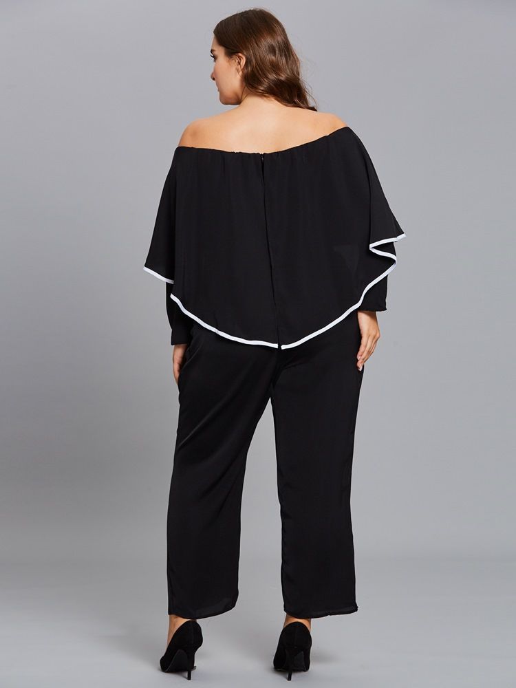 Plus Size Volanger Slash Neck Jumpsuit För Kvinnor