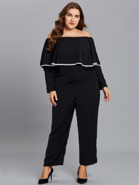 Plus Size Volanger Slash Neck Jumpsuit För Kvinnor