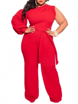 Vanlig Plus Size Asymmetrisk Full Längd Slim Dam Jumpsuit