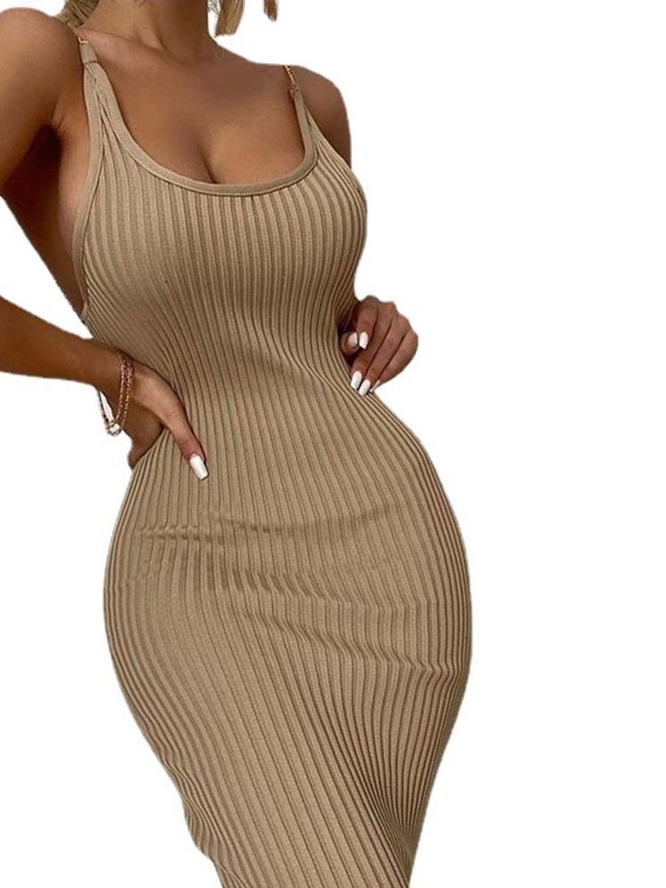 Mid-Kalf Ärmlös Mode Mid Waist Bodycon Klänning