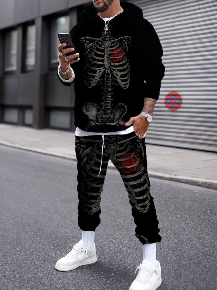 Casual Skull Print Höstoutfit