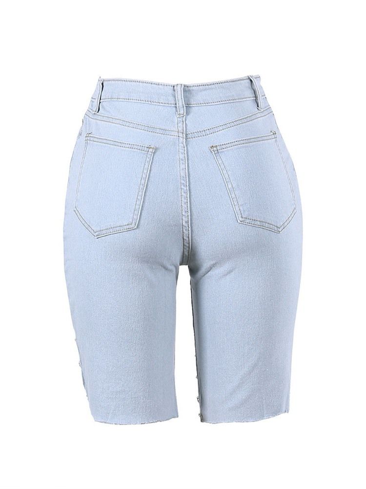 Asymmetrisk Kedja Enfärgade Skinny Shorts