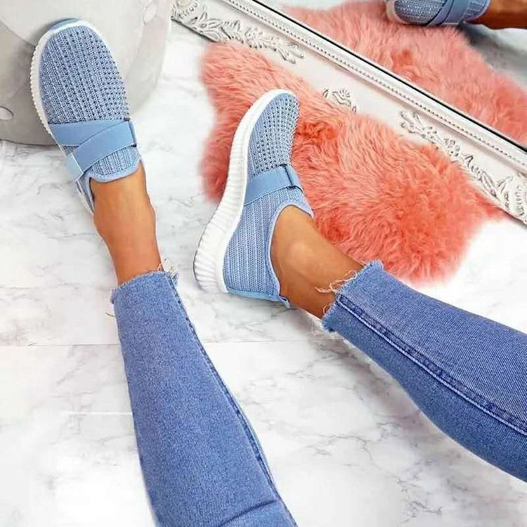 Slip-On Rhinestone Rund Toe Casual Sneakers