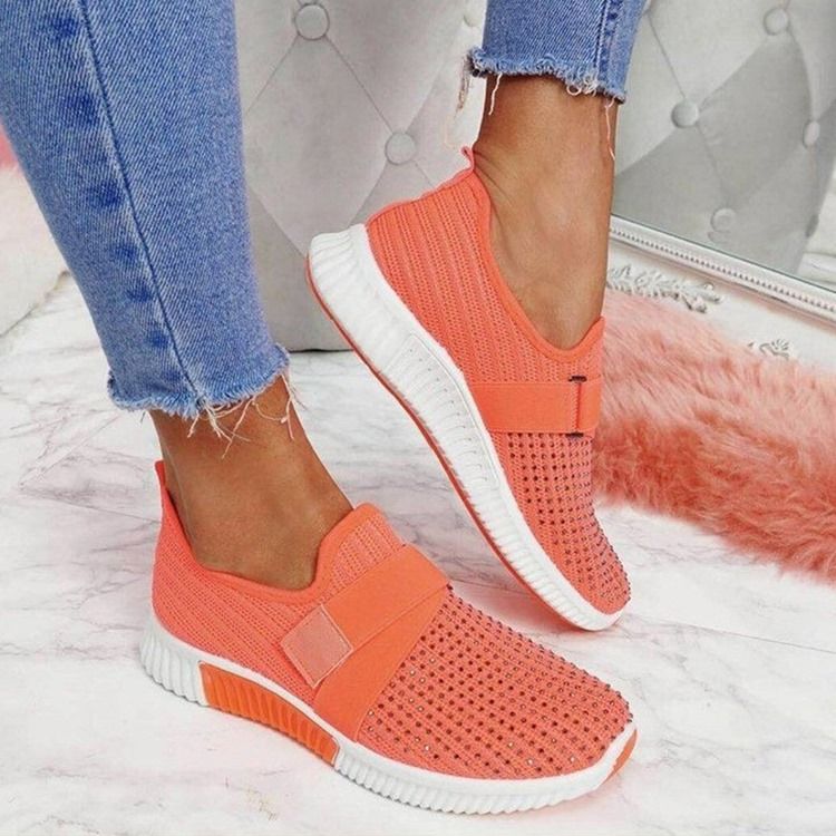 Slip-On Rhinestone Rund Toe Casual Sneakers