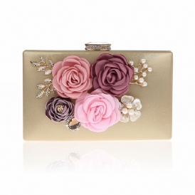 Blommig Strass Prydnad Mini Damclutch