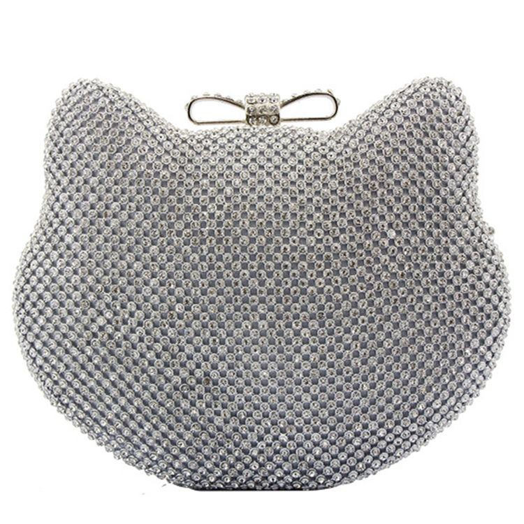 Glänsande Diamante Cat Shape Evening Clutch