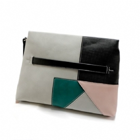 Kortfattad Color Block Dragkedja Dam Clutch