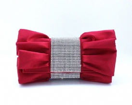 Lovely Red With Rhinestones Evening Handbag Clutch