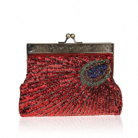 Vintage Peacock Mönster Dam Clutch