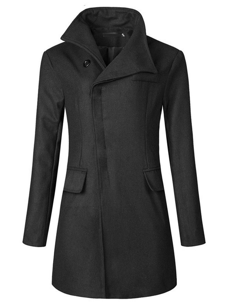 Casual Lapel Vanlig Mellanlång Vinter Slim Coat