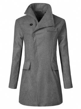 Casual Lapel Vanlig Mellanlång Vinter Slim Coat