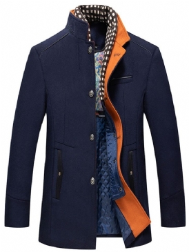 Mellanlångt Stativ Krage Patchwork Vinter Slim Coat