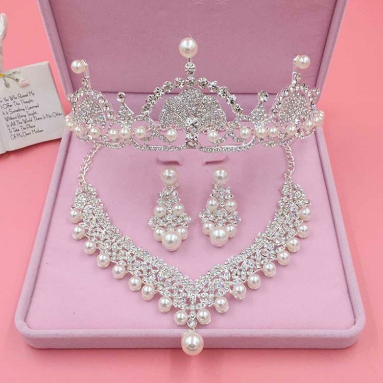 Bröllopstillbehör Rhinestone Imitation Pearl Smycken Set