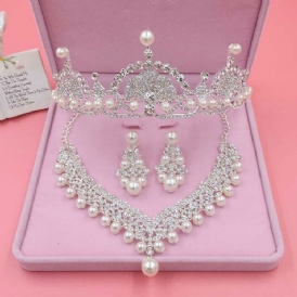 Bröllopstillbehör Rhinestone Imitation Pearl Smycken Set