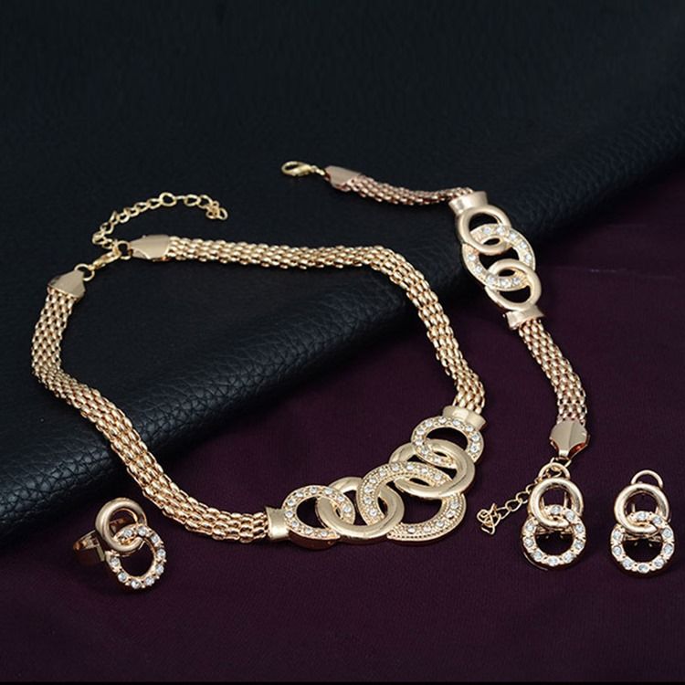 Diamante Circle Linked Smycken Set