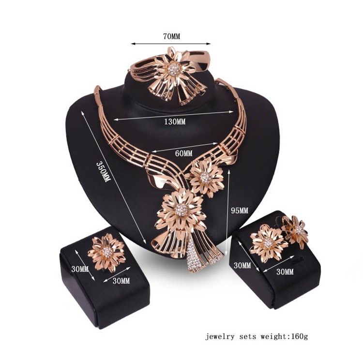 Diamante Flower Smycken Set