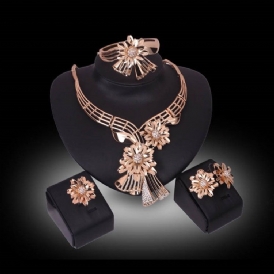 Diamante Flower Smycken Set