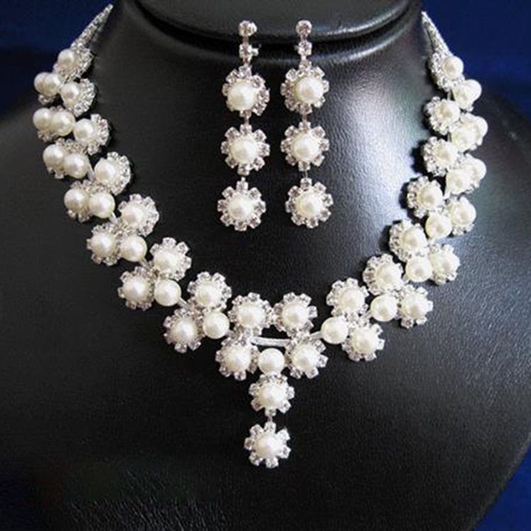 Pearl Flower Bröllop Smycken Set