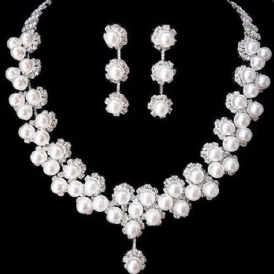 Pearl Flower Bröllop Smycken Set