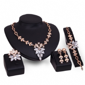 Splendid White Safir Flower Smycken Set