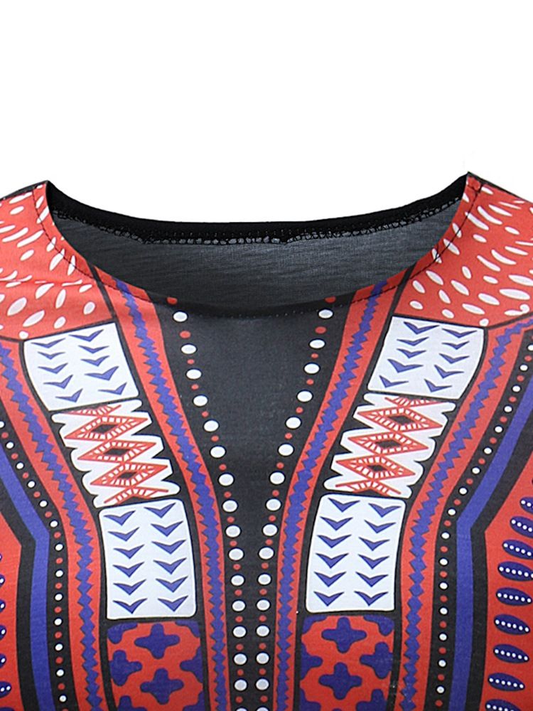 African Fashion Dashiki Print Slim Fit Scoop T-Shirt För Män