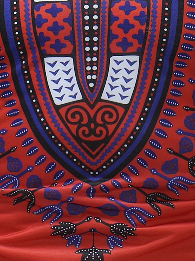 African Fashion Dashiki Print Slim Fit Scoop T-Shirt För Män