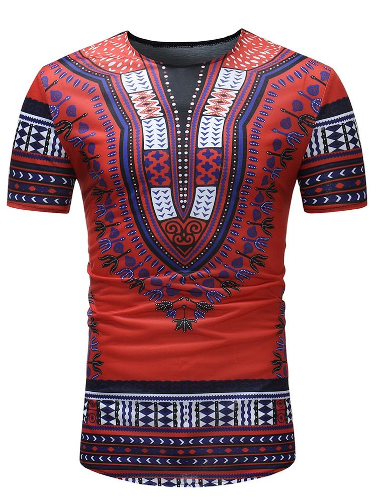 African Fashion Dashiki Print Slim Fit Scoop T-Shirt För Män