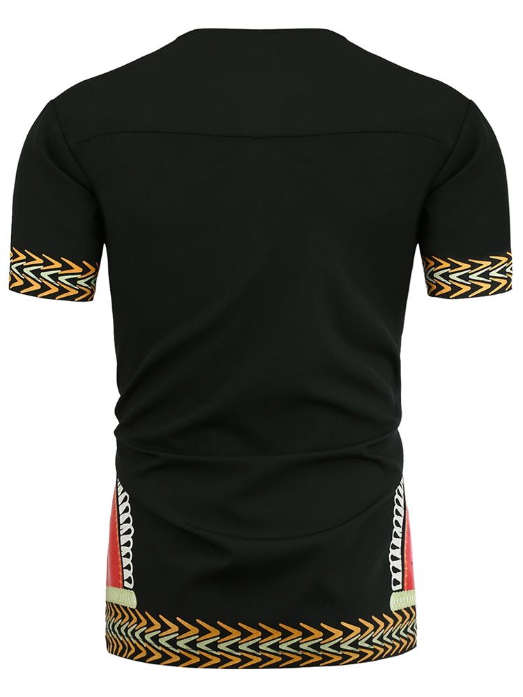 Afrikanskt Mode Dashiki Print V-Ringad Lös T-Shirt För Män