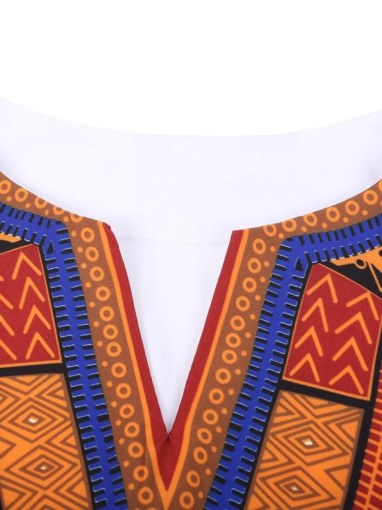 Afrikanskt Mode Dashiki Print V-Ringad Lös T-Shirt För Män