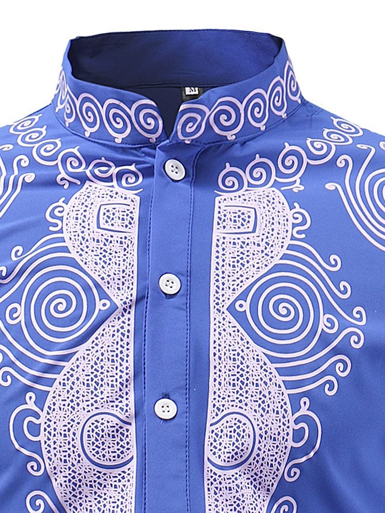 Afrikanskt Mode Dashiki Stativkrage För Män Casual T-Shirts