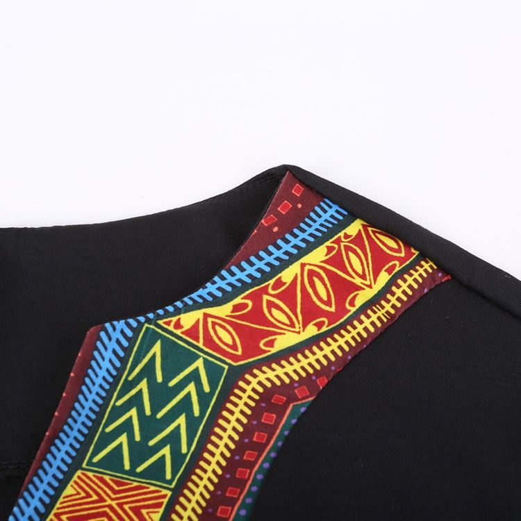 Afrikanskt Mode V-Ringad Dashiki Print Kortärmad T-Shirt För Män