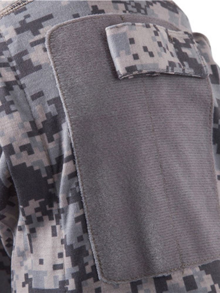 Camouflage Casual Stand Collar Slim Långärmad T-Shirt För Män