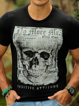 Casual Skull Rund Neck Slim Kortärmad Herr T-Shirt