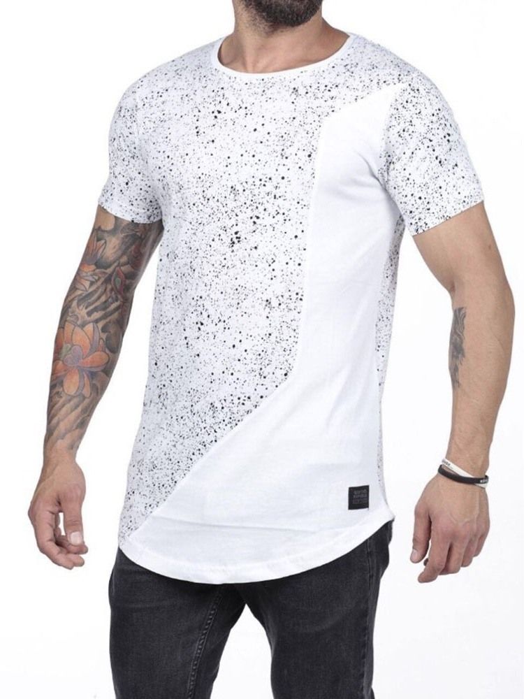 Polka Dots Rund Neck Print Lös Kortärmad T-Shirt För Män