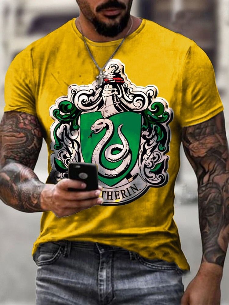 Rundhalsad Djur Casual Slim Kortärmad T-Shirt För Män